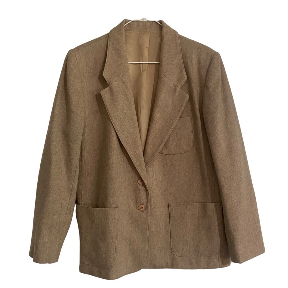 Cross Country Fashion Women’s Tan 100% Wool Work Blazer-size 10